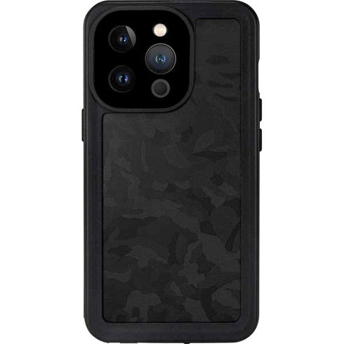 Black Shadow Camo iPhone 15 Pro Waterproof Case